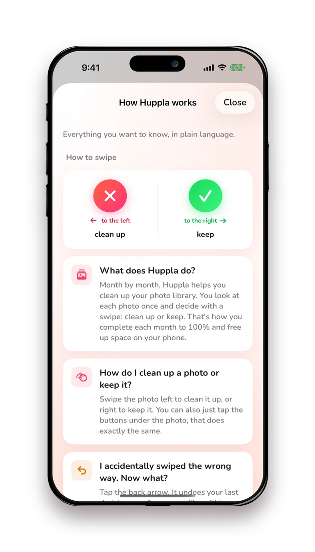 How Huppla works guide screen
