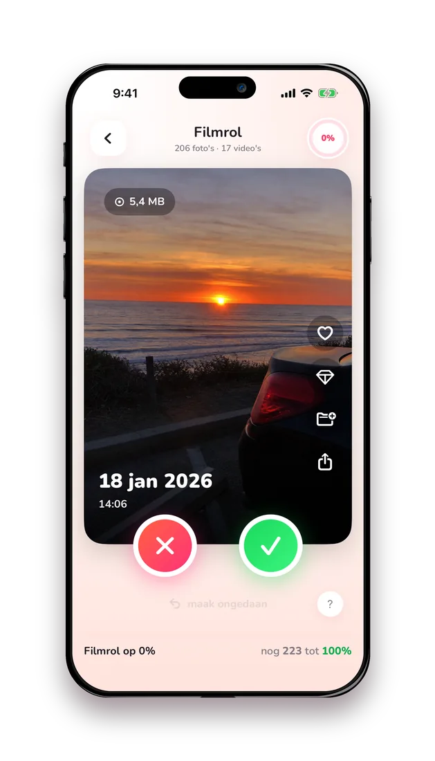 Veegscherm van Huppla met een zonsondergang
